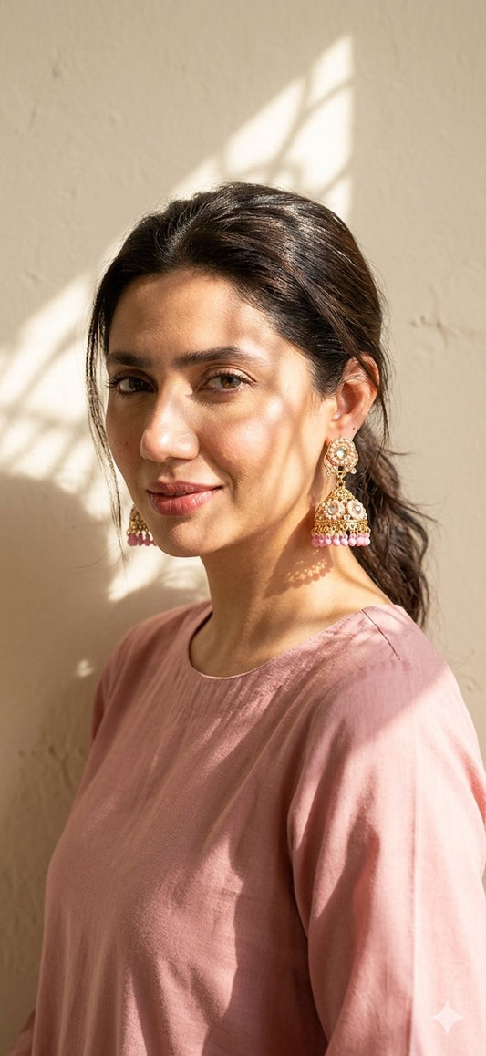 Bahar jhumkay khass collection-gold and pink