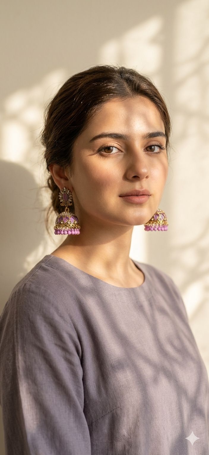 Dil kash jhumkay khass collection-gold and purple