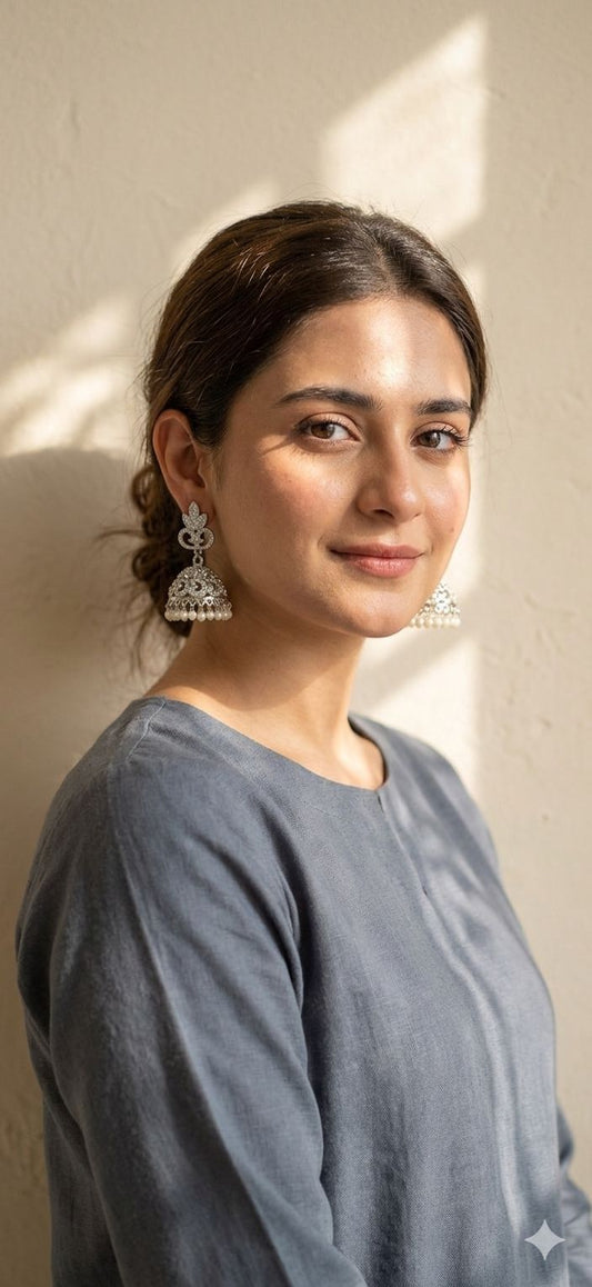 Mehwish-khass grey and silver