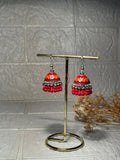 Maya Ali Silver Jhumki (Red and Orange)