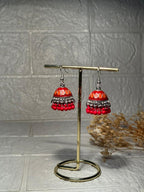 Maya Ali Silver Jhumki (Red and Orange)