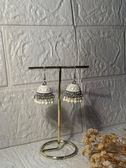 Maya Ali Silver Jhumki (White)