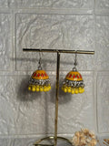 Maya Ali Silver Jhumki (Yellow and Orange)