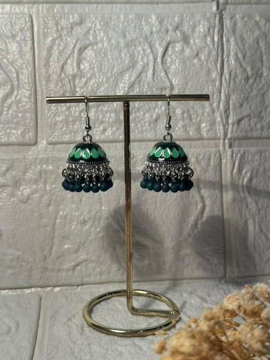 Maya Ali Silver Jhumki (Green)