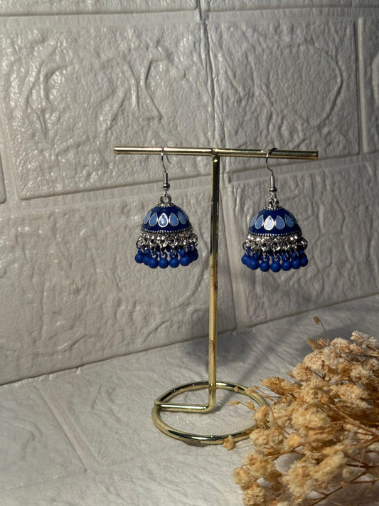 Maya Ali Silver Jhumki (Blue)