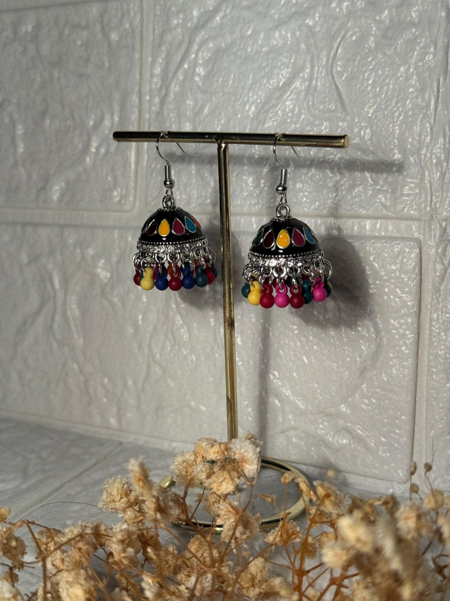 Maya Ali Silver Jhumki (Multicolor)