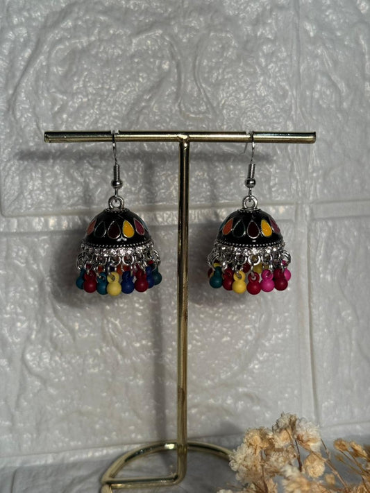 Maya Ali Silver Jhumki (Multicolor)