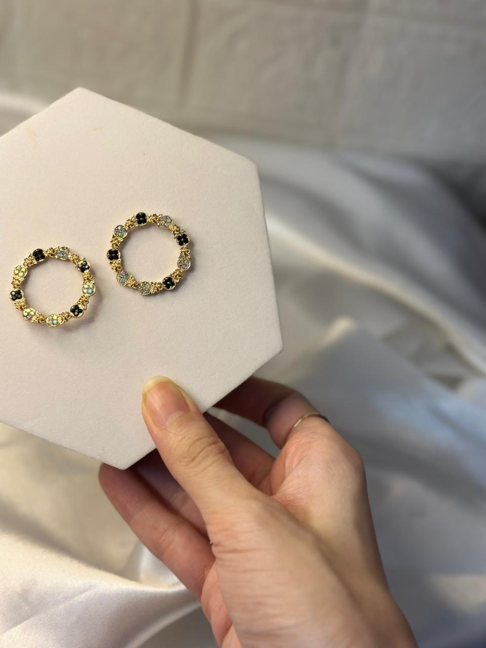 Luna Hoops (Silver gold and Black)