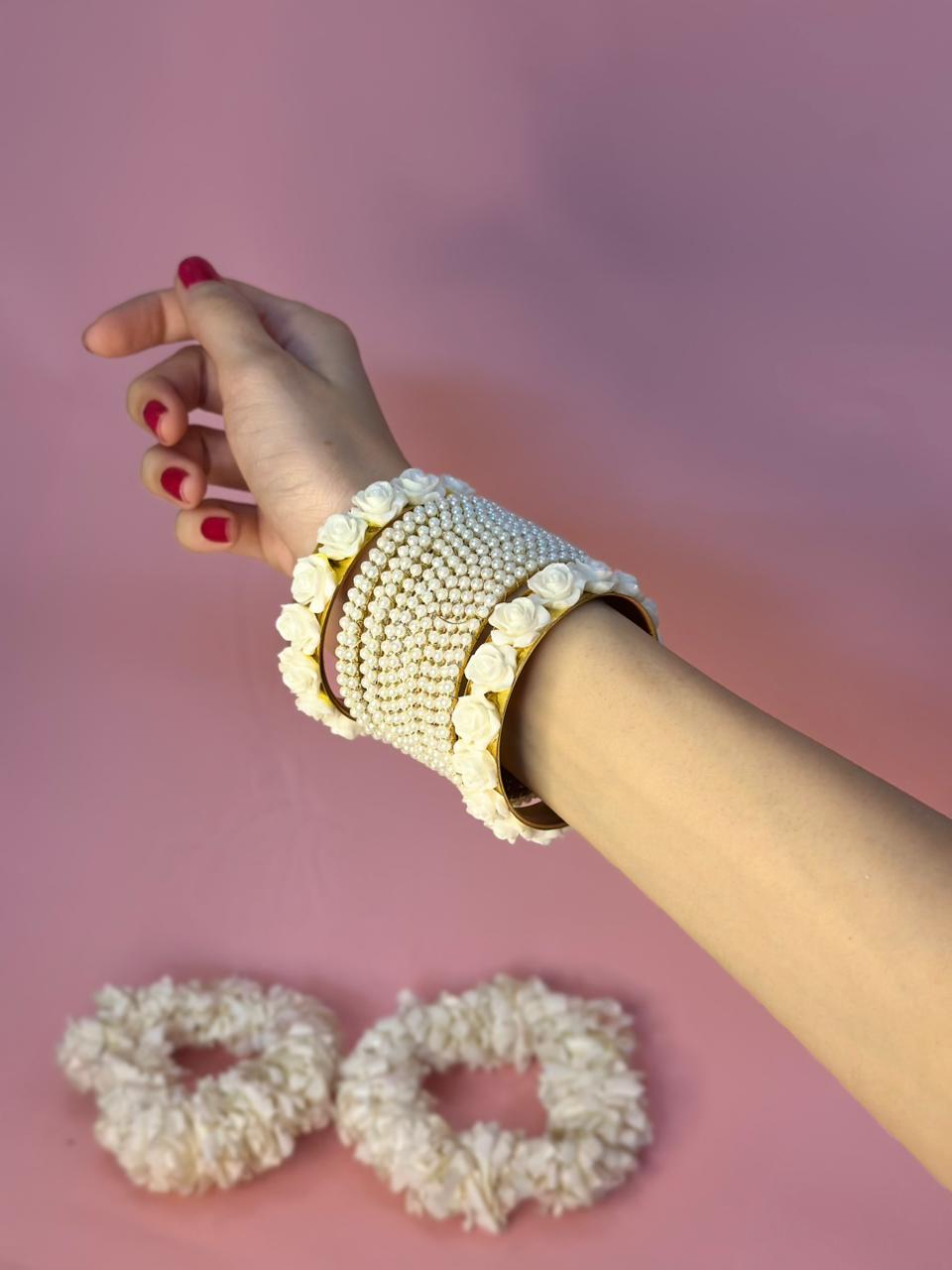 Phool and pearl bangle