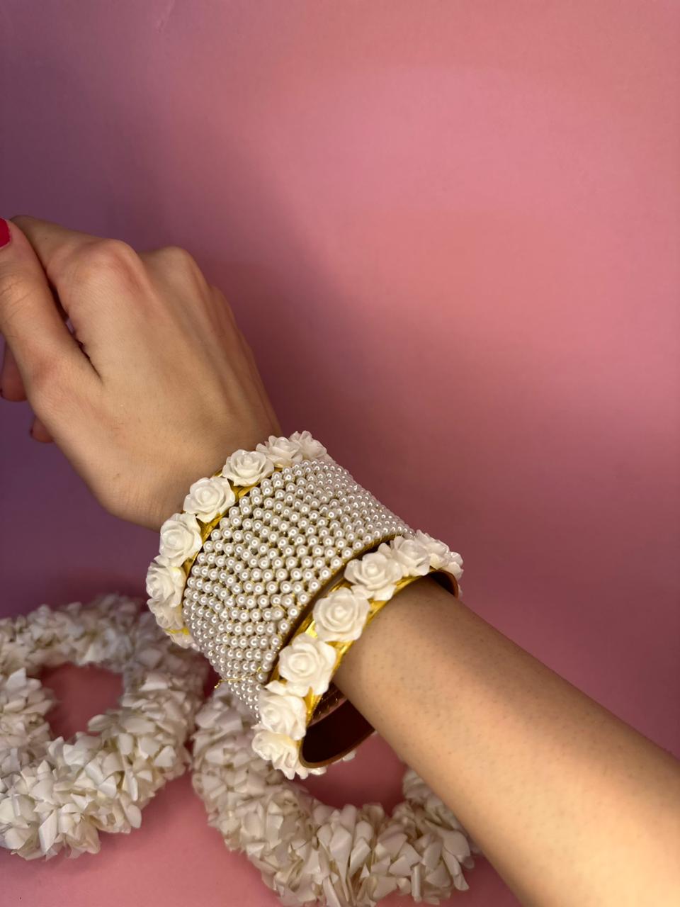 Phool and pearl bangle