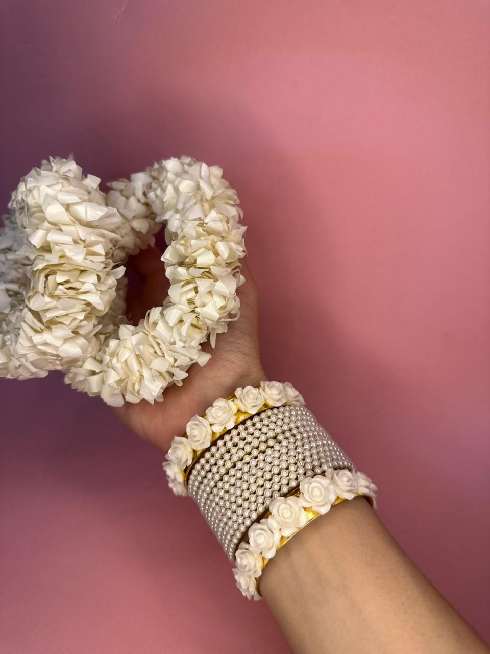 Phool and pearl bangle