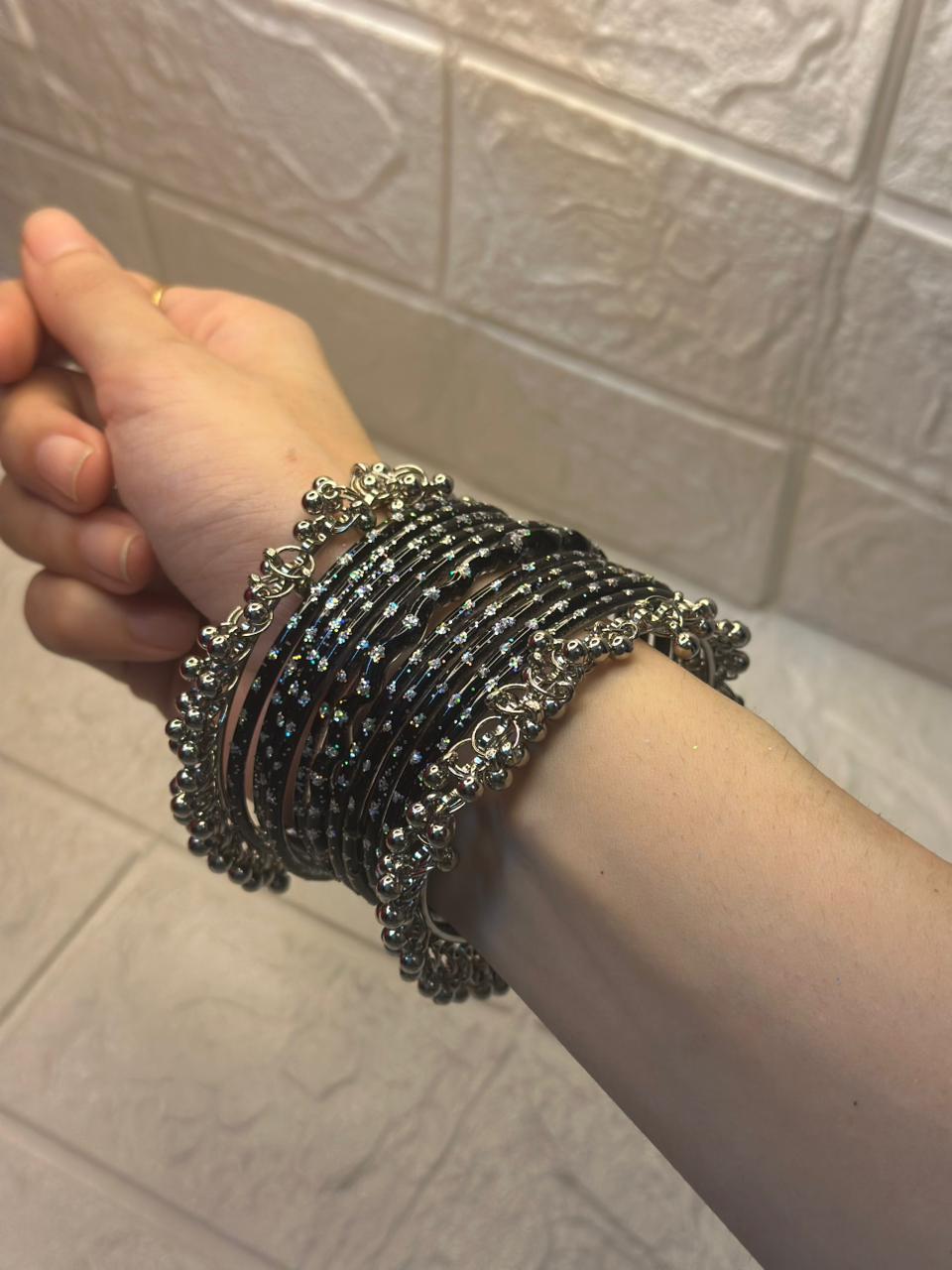raindrop bangle black with ghungroo