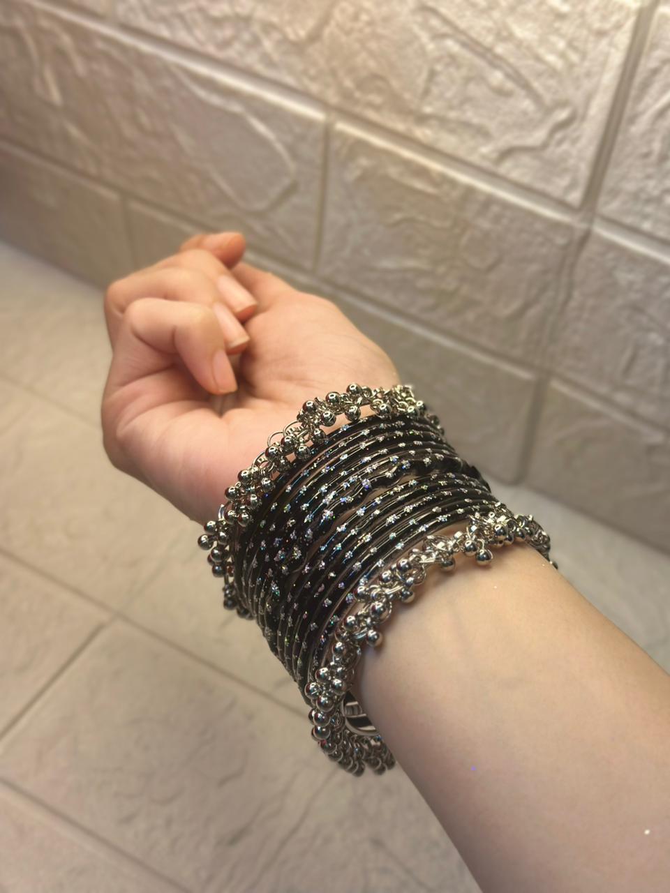 raindrop bangle black with ghungroo