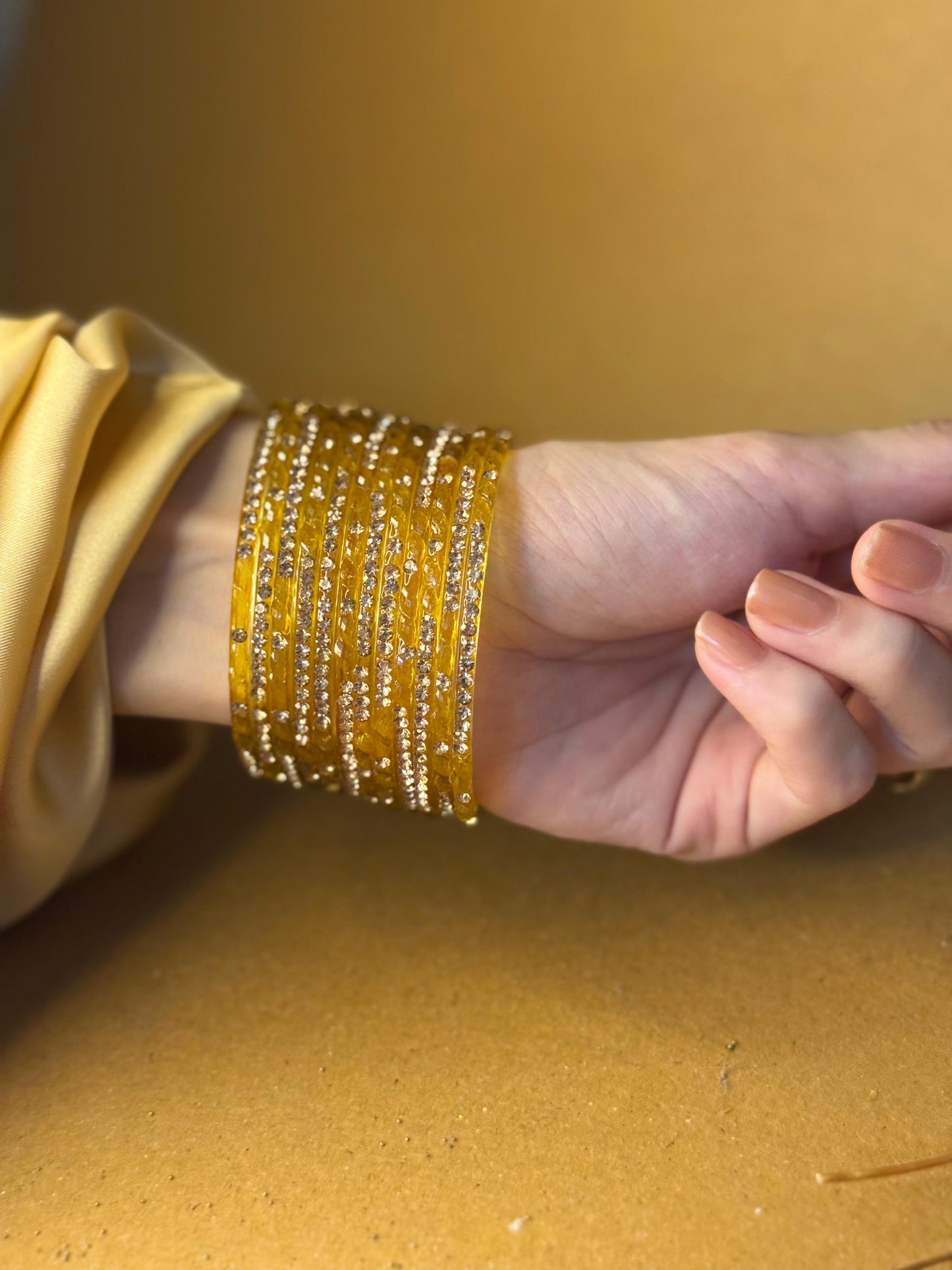 Raindrop bangles (nageena)-yellow
