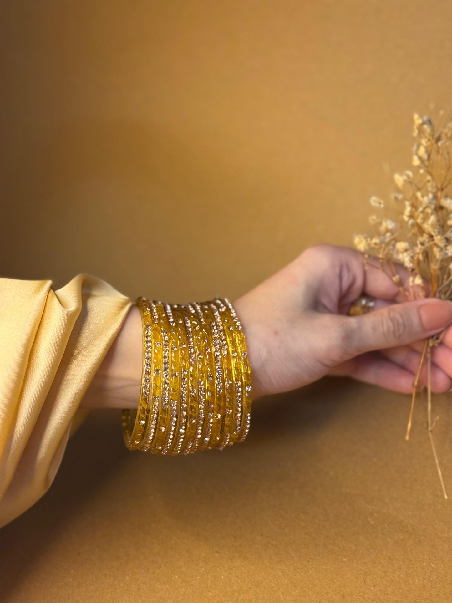 Raindrop bangles (nageena)-yellow