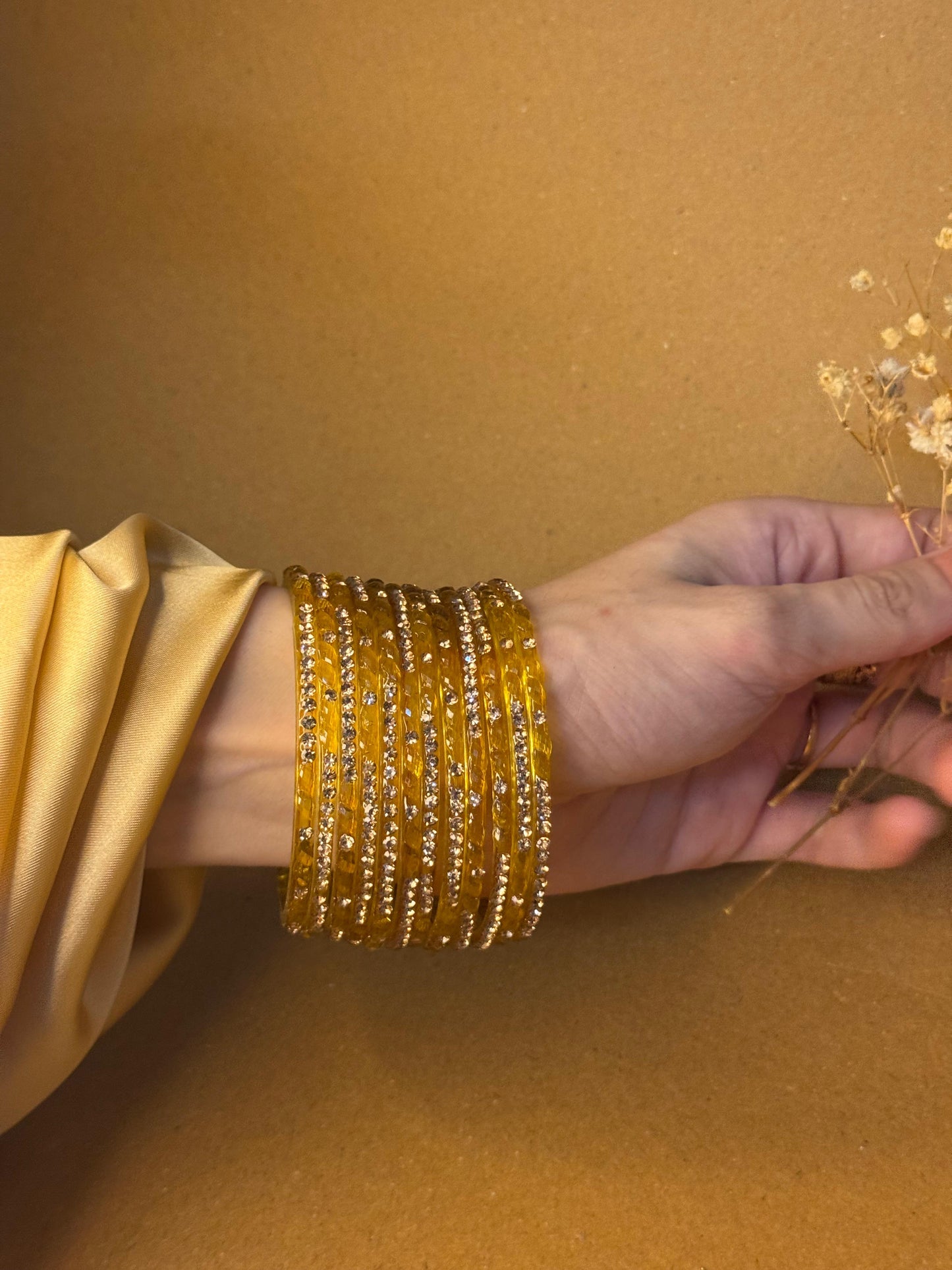 Raindrop bangles (nageena)-yellow