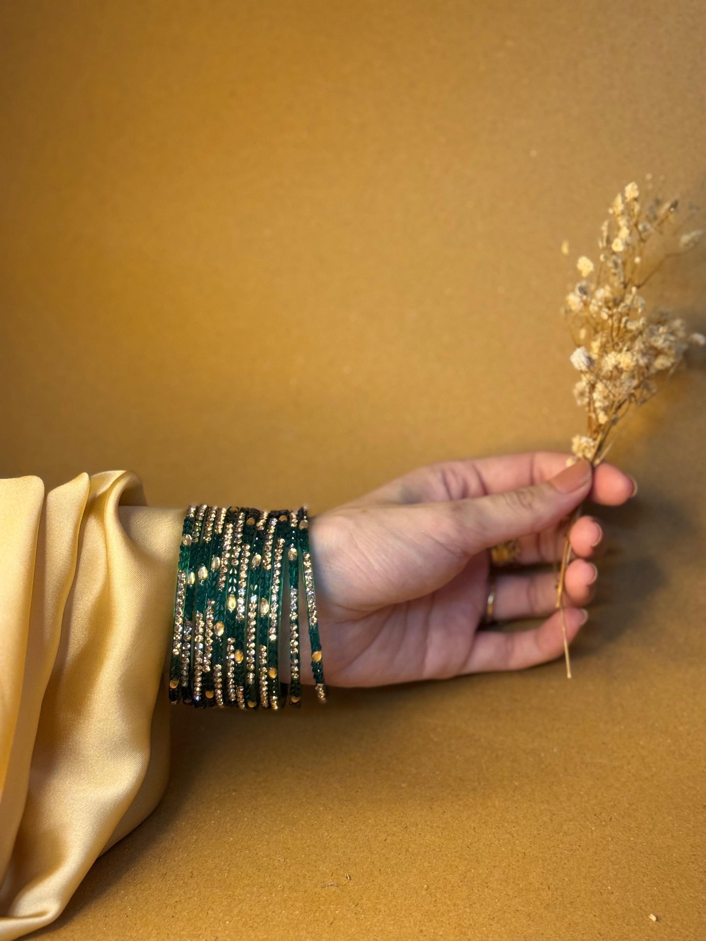 Raindrop bangles (nageena) - green
