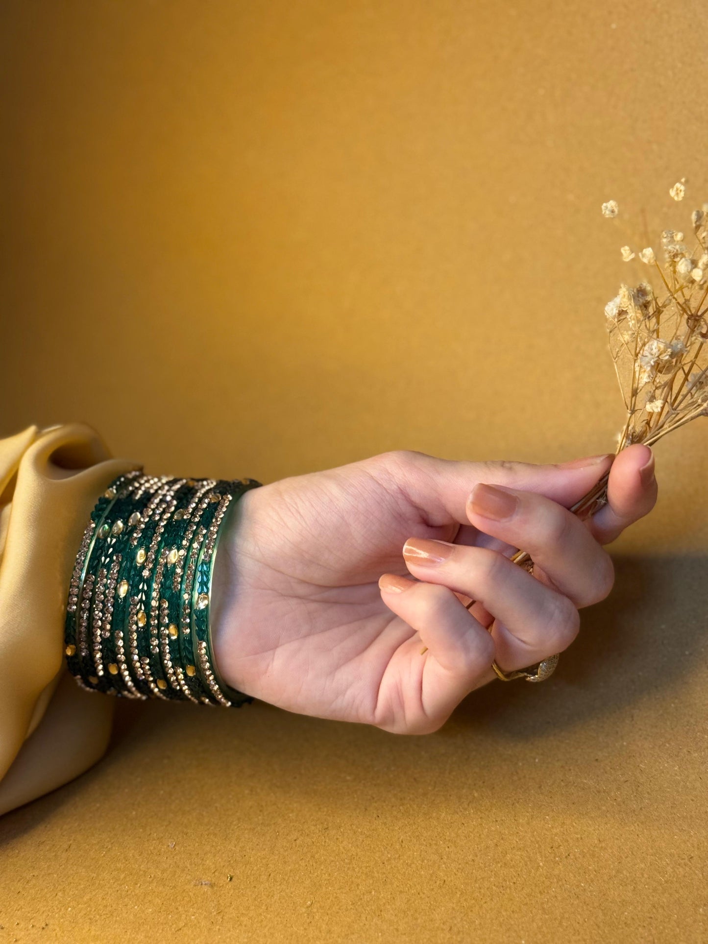 Raindrop bangles (nageena) - green