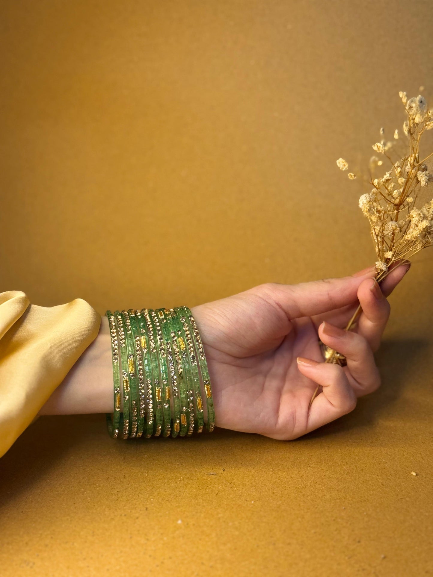 Raindrop bangles (nageena) - light green
