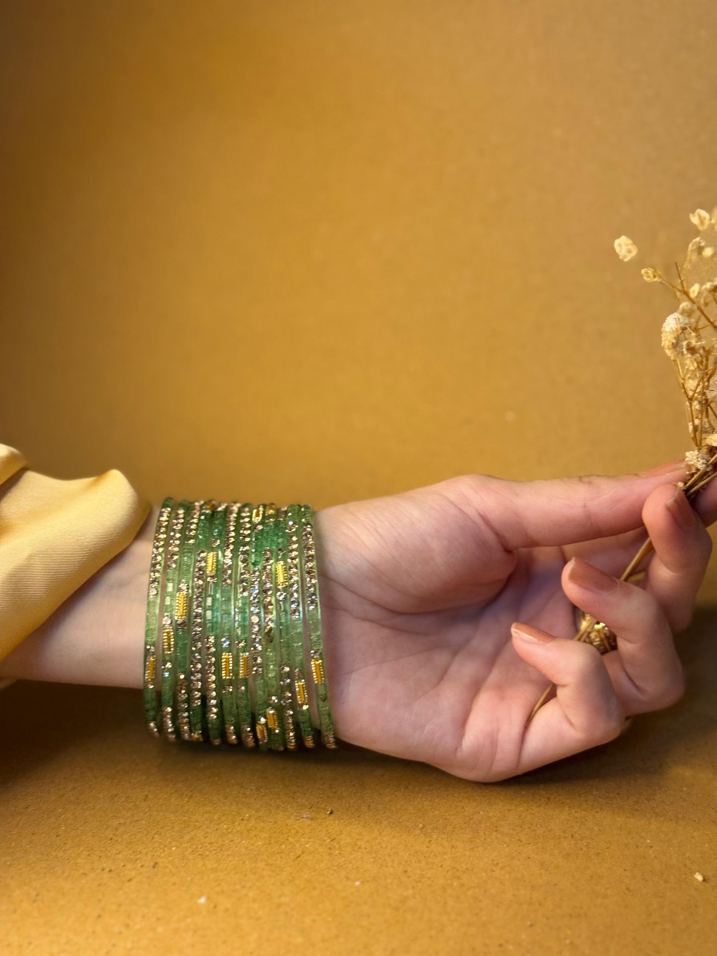 Raindrop bangles (nageena) - light green