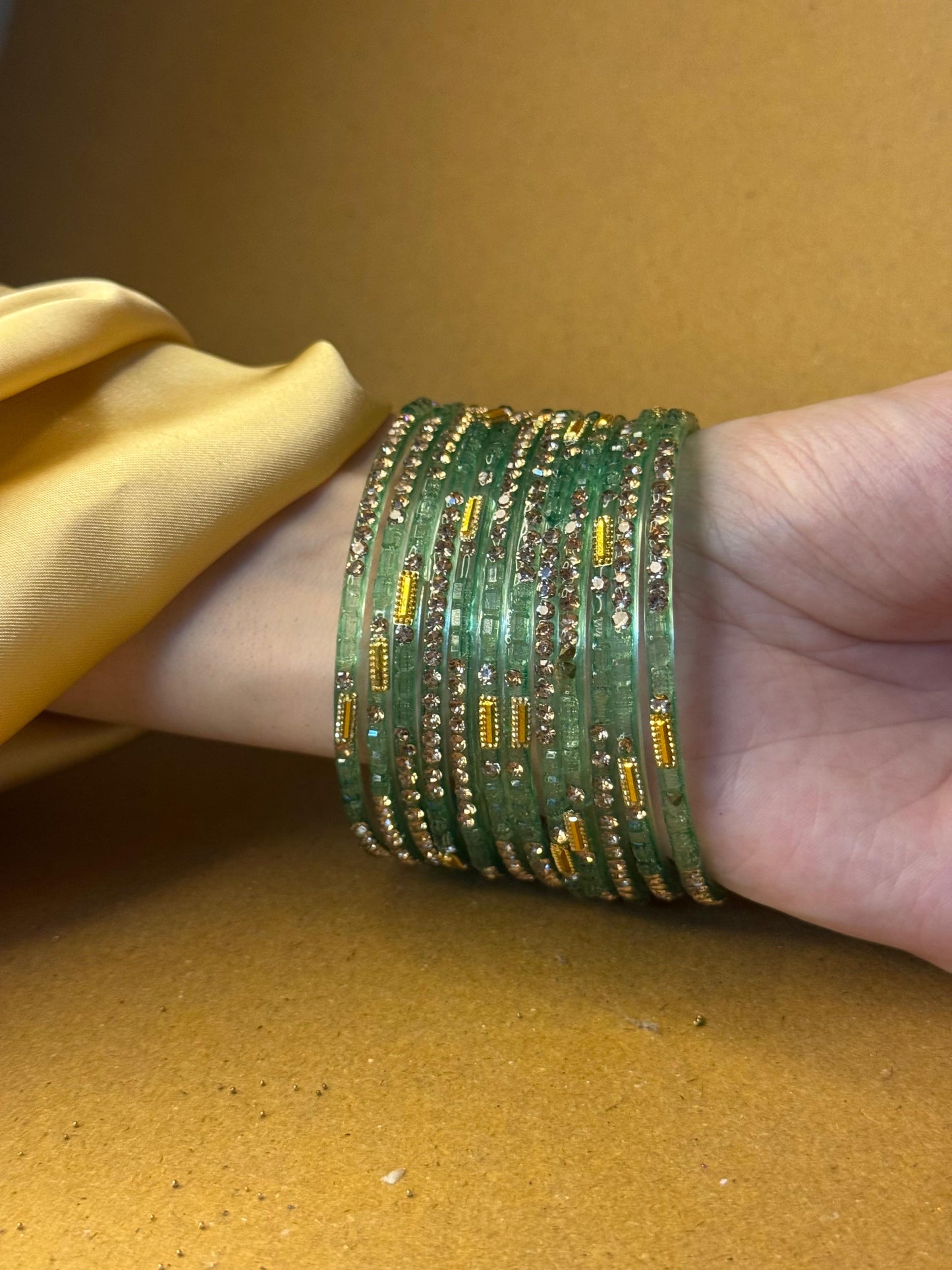 Raindrop bangles (nageena) - light green