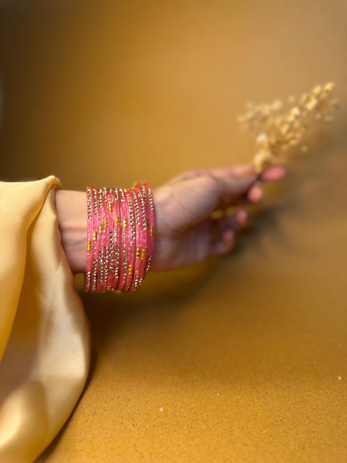 Raindrop bangles (nageena)-light pink
