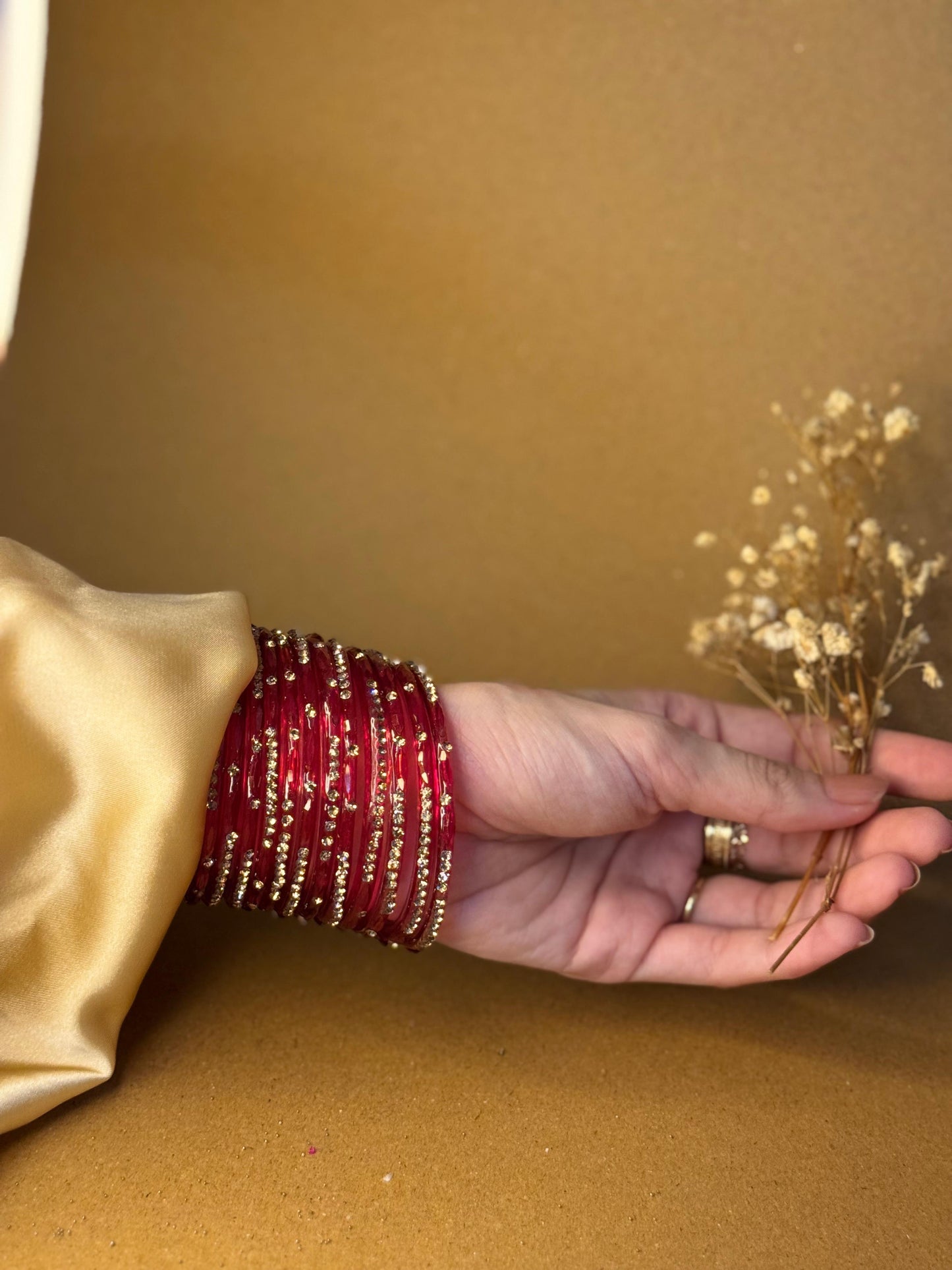 Raindrop bangles (nageena)-red