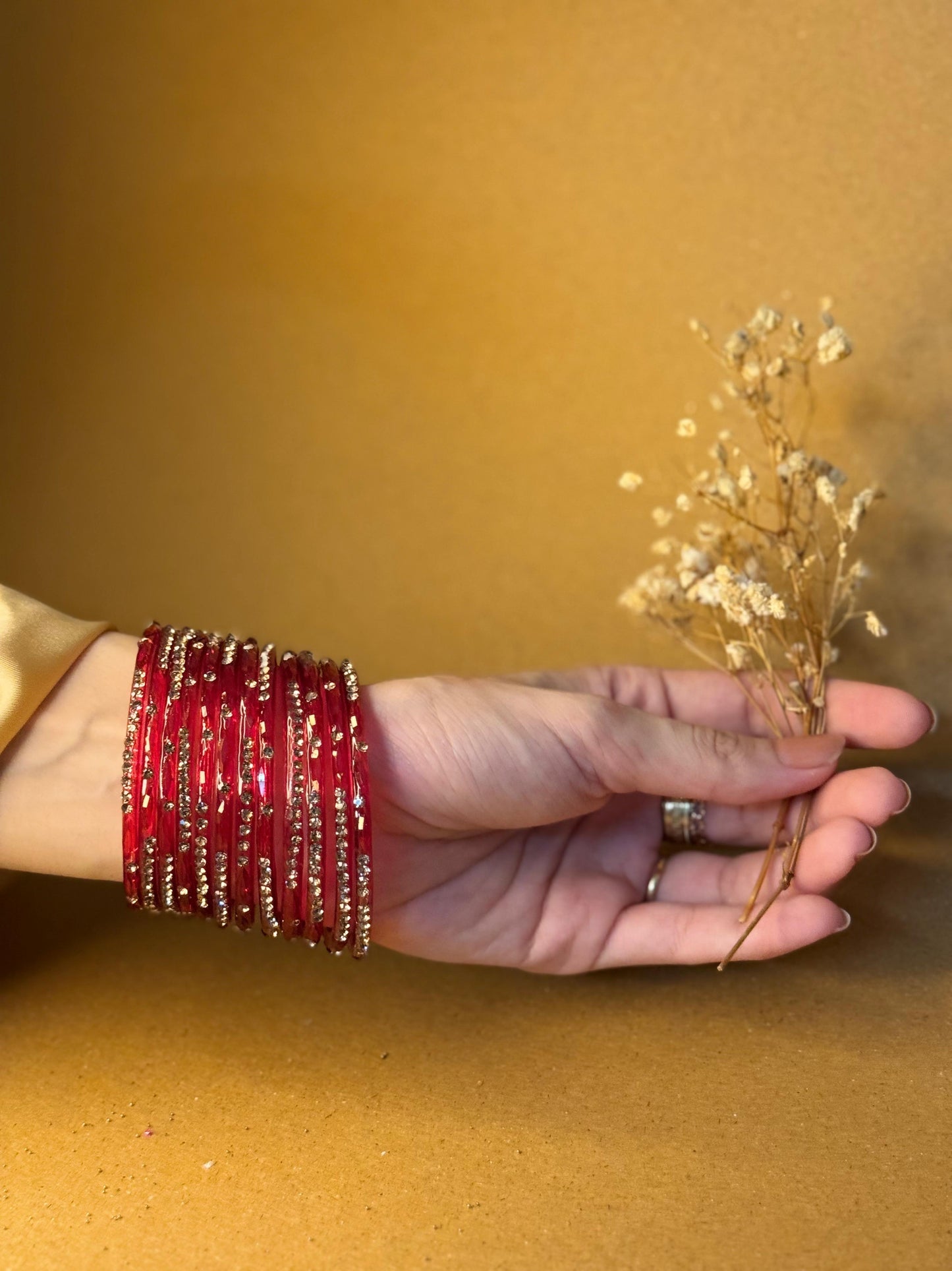 Raindrop bangles (nageena)-red