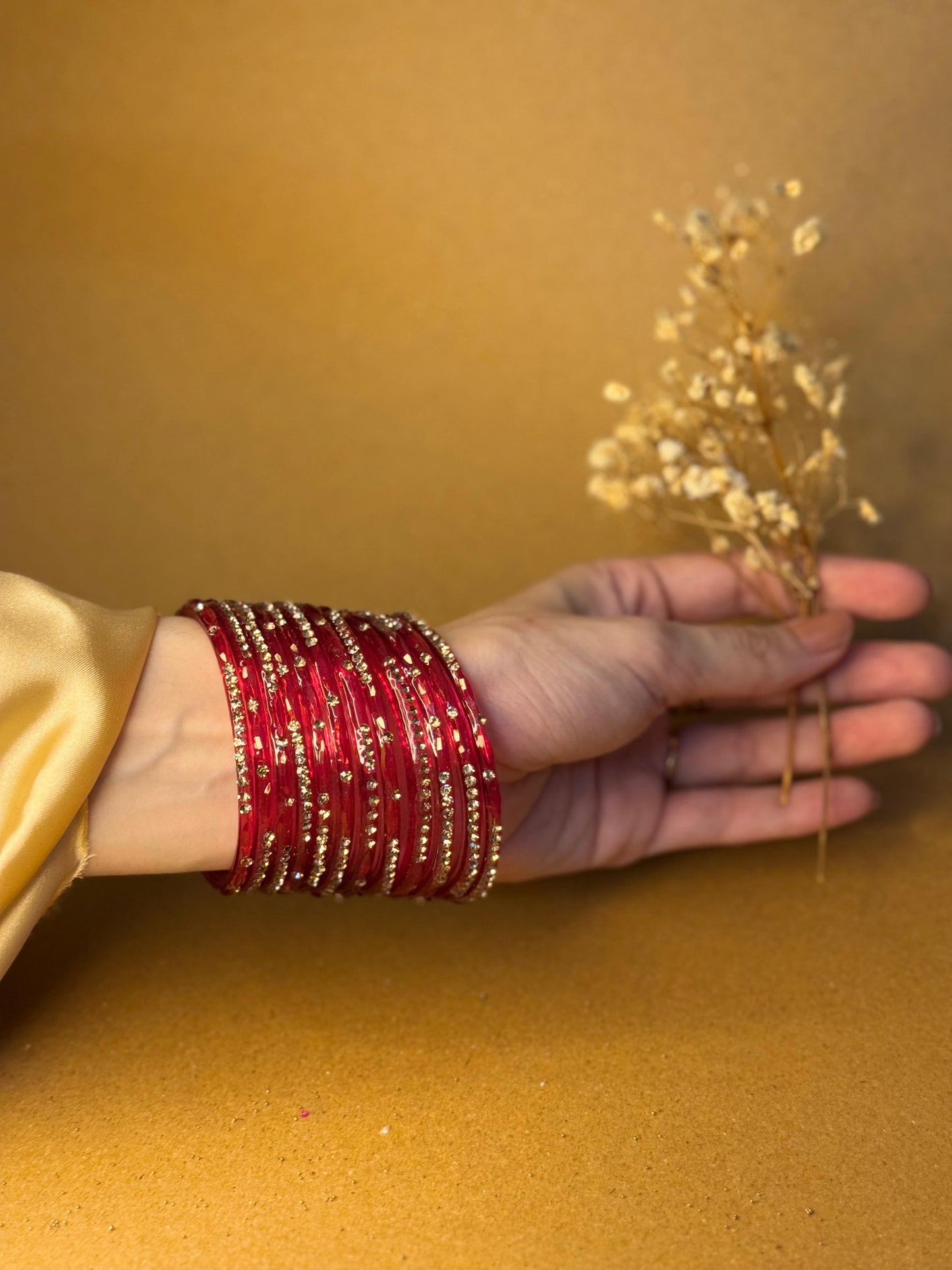 Raindrop bangles (nageena)-red