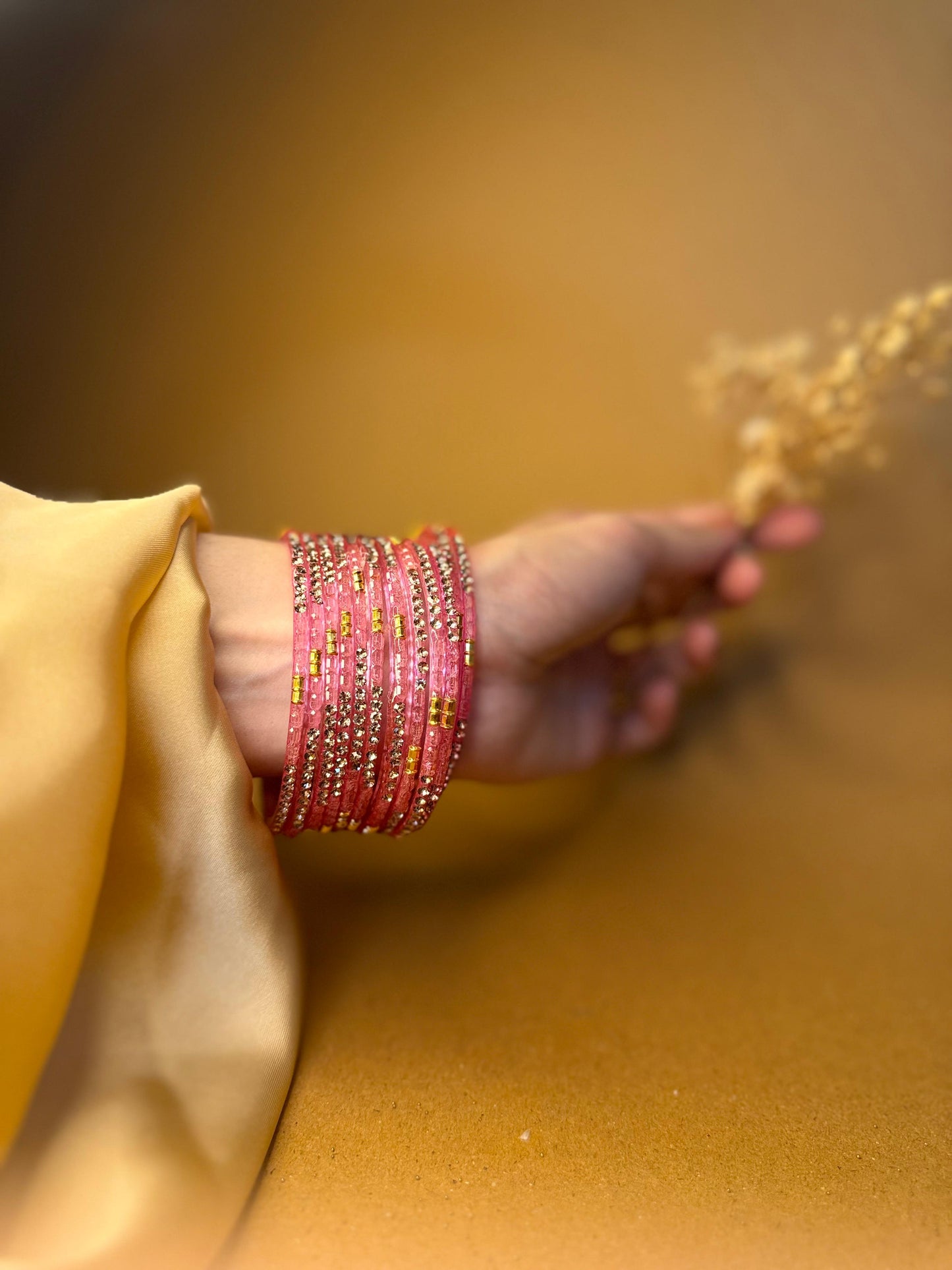 Raindrop bangles (nageena)-light pink