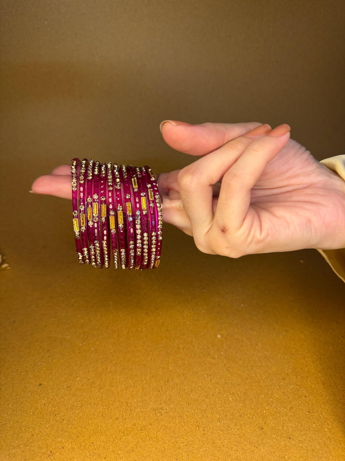 Raindrop bangles (nageena) - beaded purple