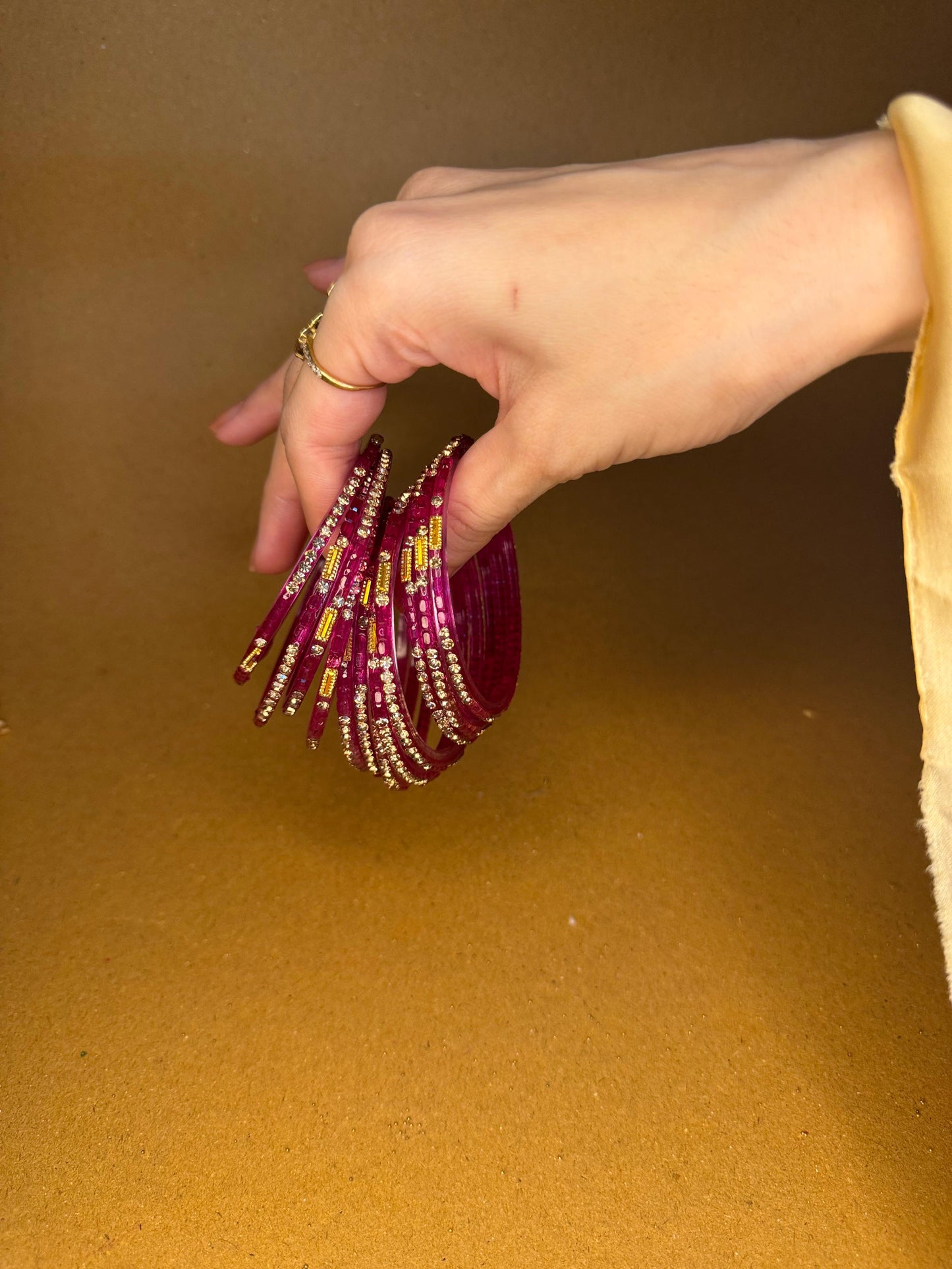 Raindrop bangles (nageena) - beaded purple