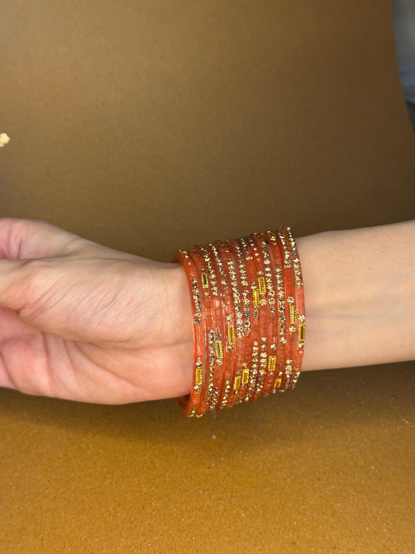 Raindrop bangles (nageena) -orange