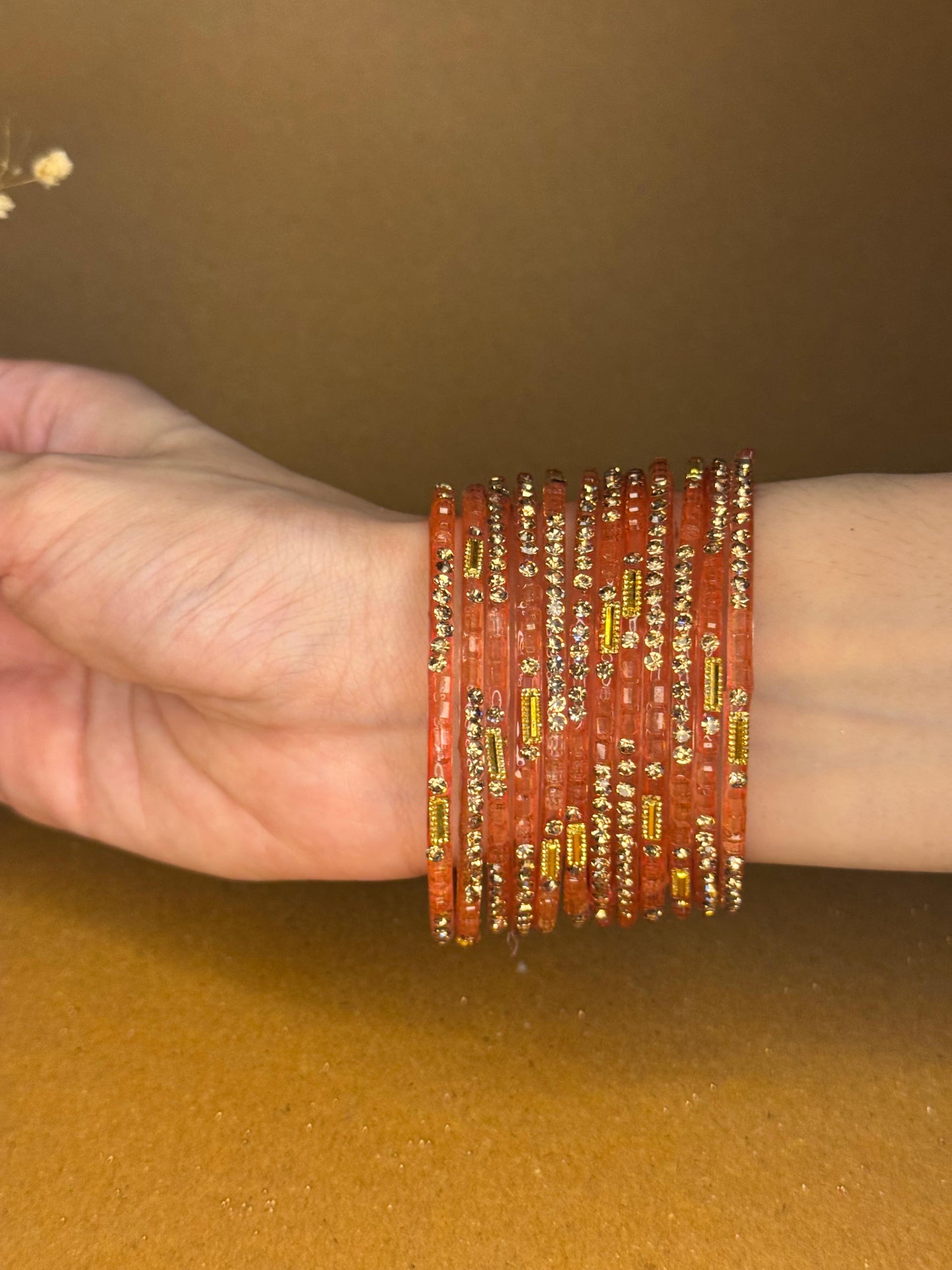 Raindrop bangles (nageena) -orange