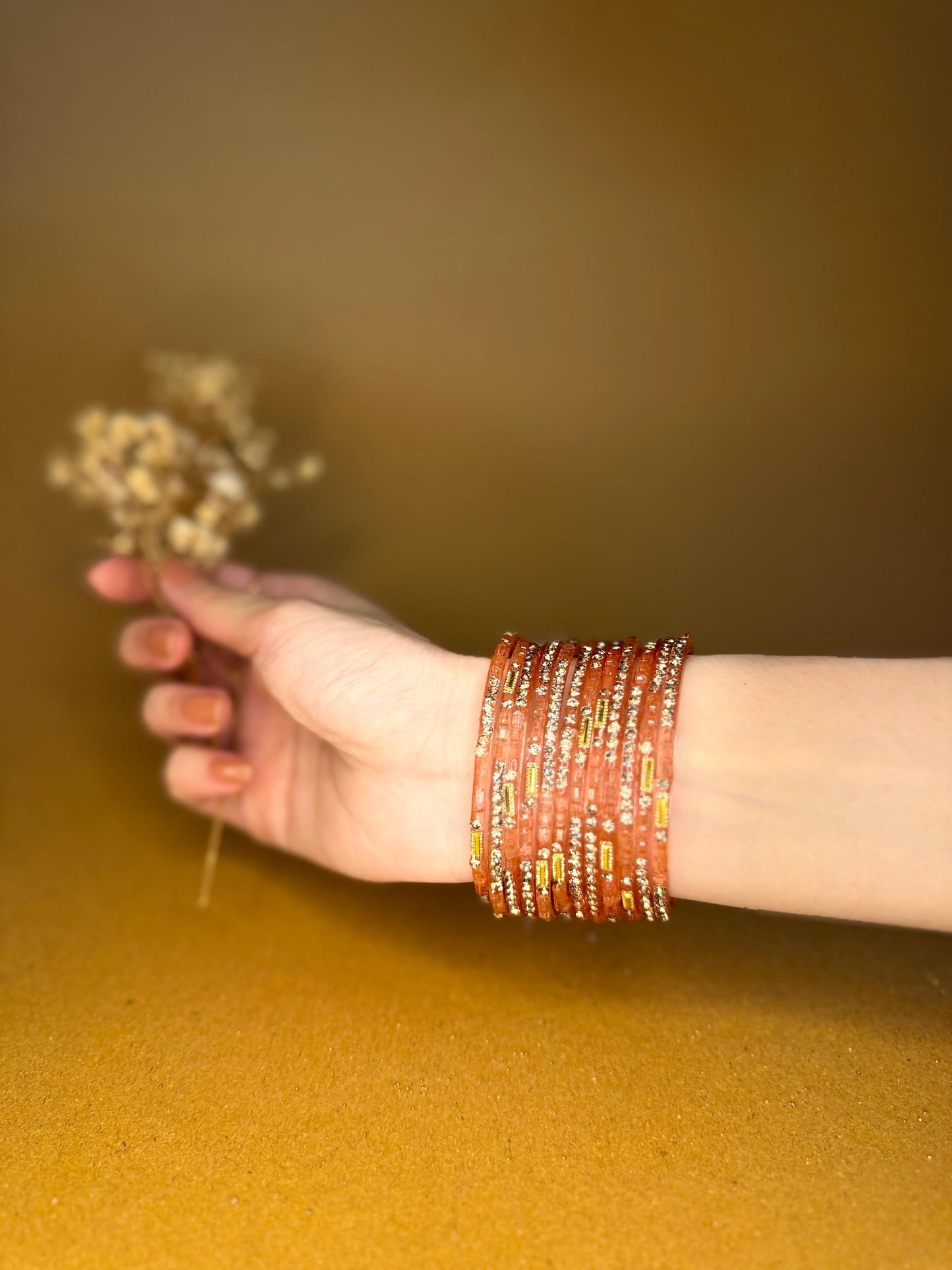 Raindrop bangles (nageena) -orange
