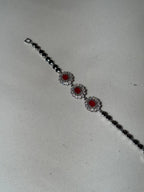 Trio floral bracelet silver and maroon