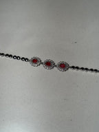 Trio floral bracelet silver and maroon
