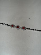 Trio floral bracelet silver and maroon