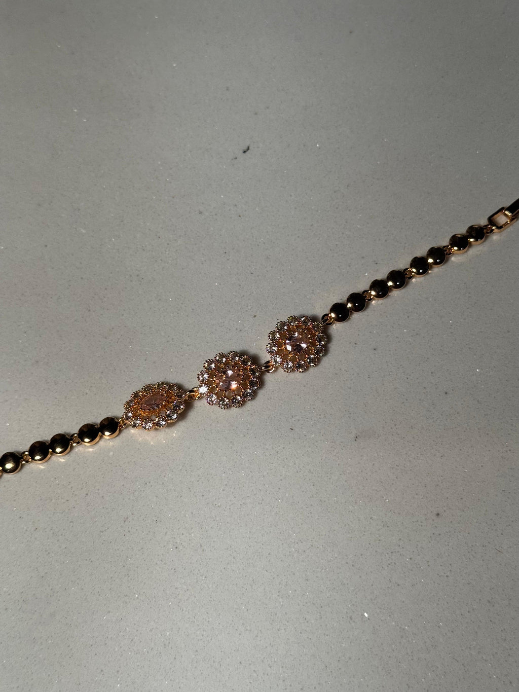 Trio floral bracelet gold and pink