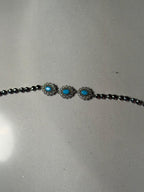 Trio floral bracelet silver and blue