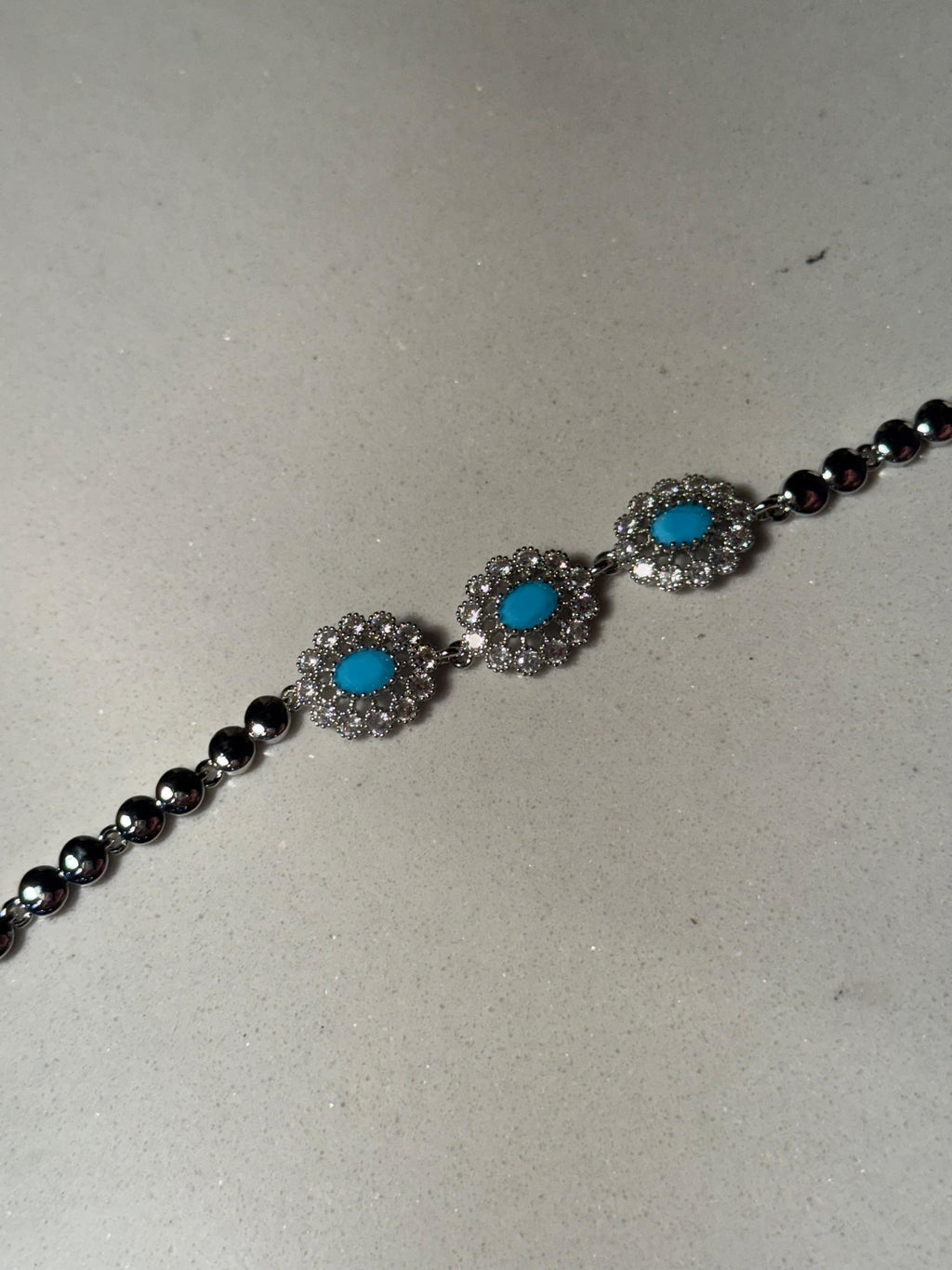 Trio floral bracelet silver and blue