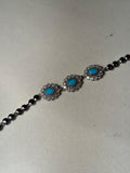 Trio floral bracelet silver and blue