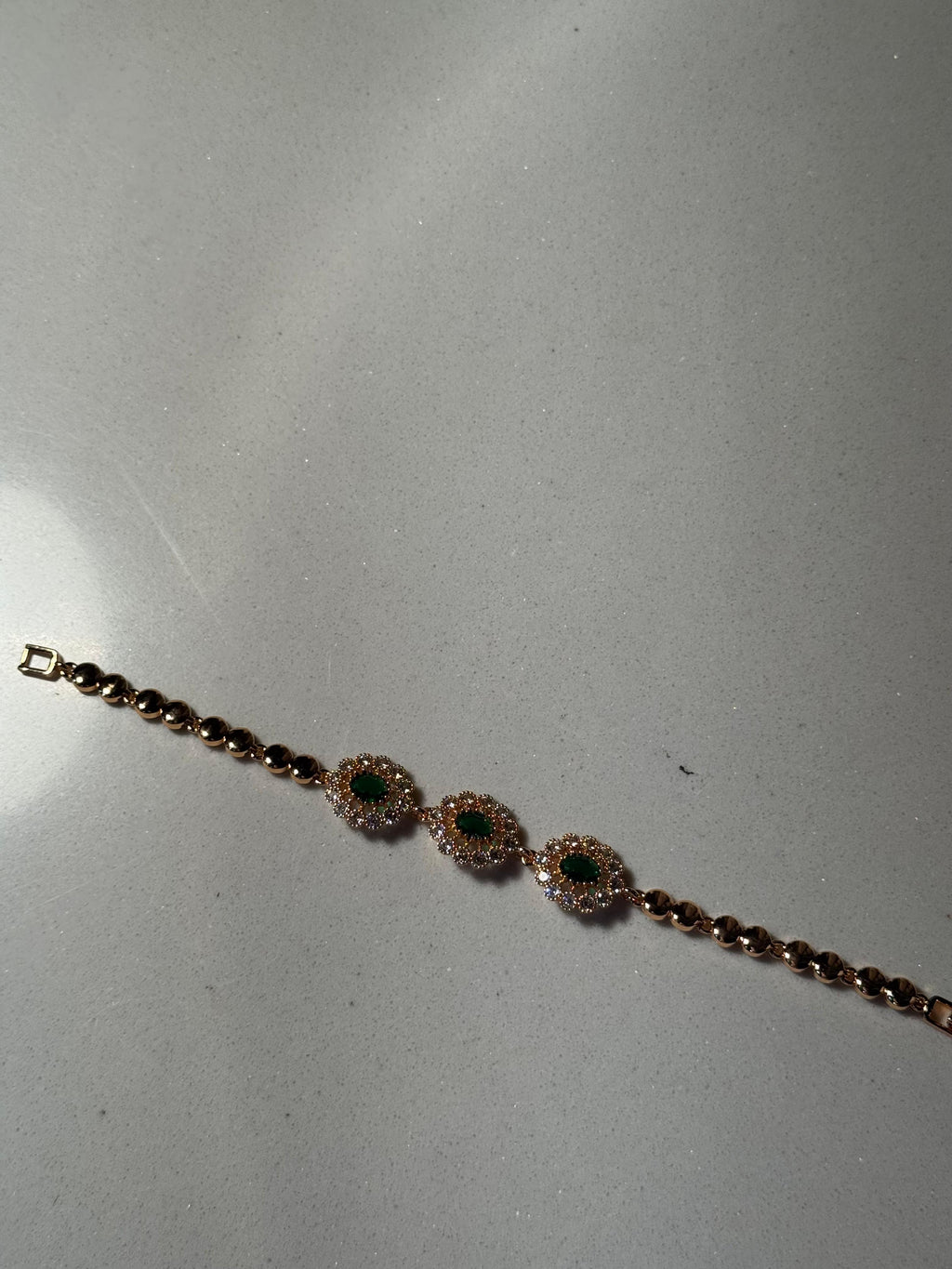 Trio floral bracelet gold and green