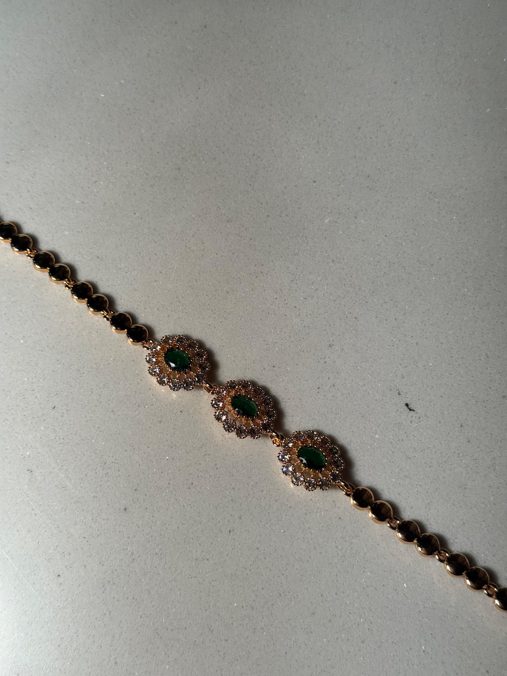 Trio floral bracelet gold and green