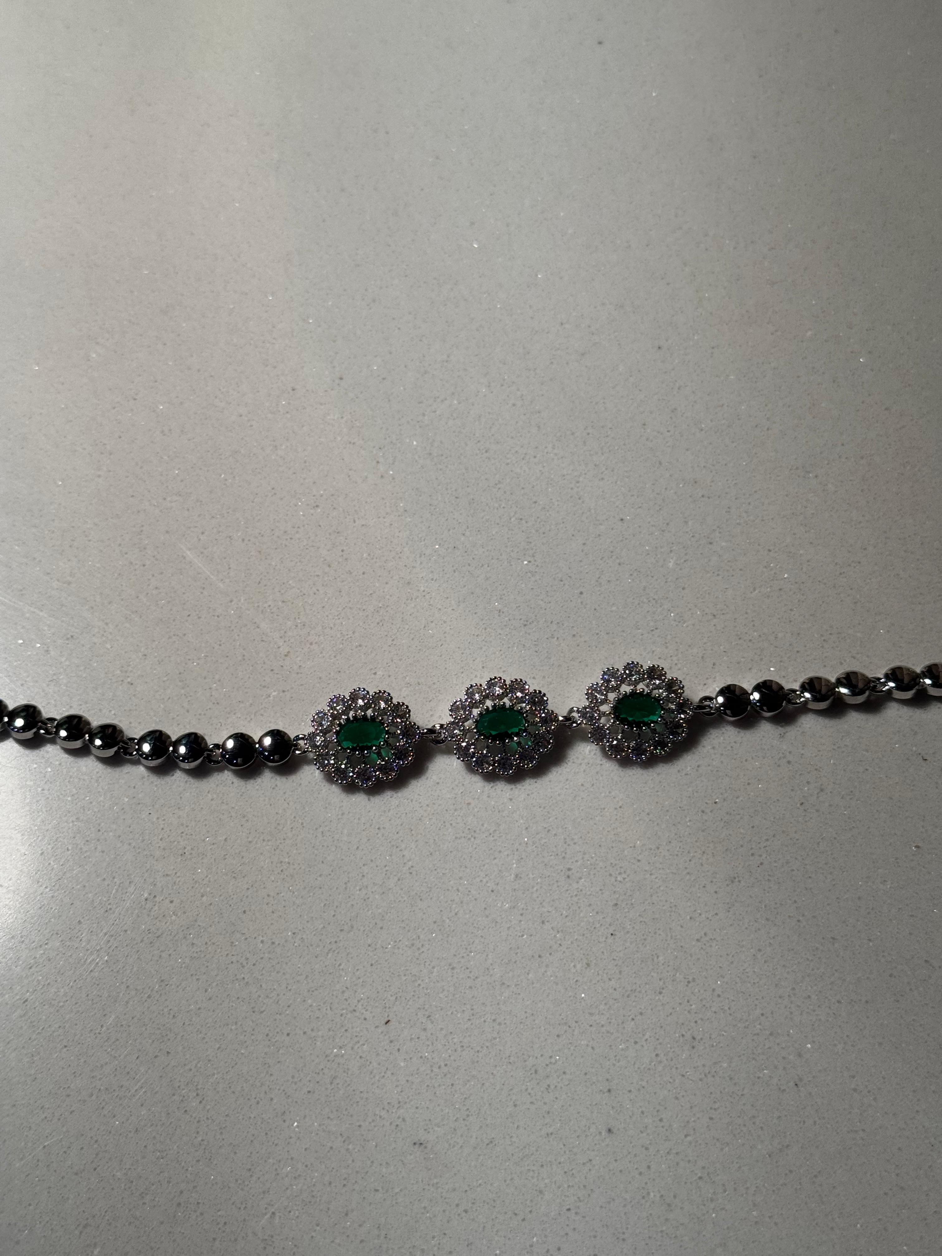 Trio floral bracelet and green