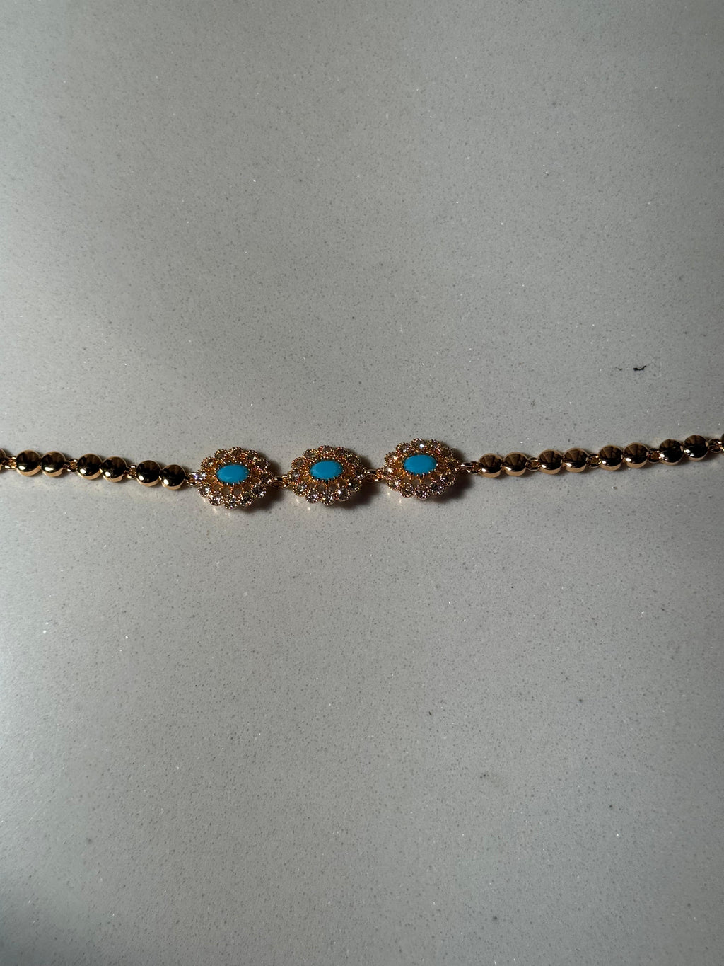 Trio floral bracelet gold and blue