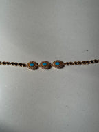 Trio floral bracelet gold and blue