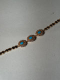 Trio floral bracelet gold and blue