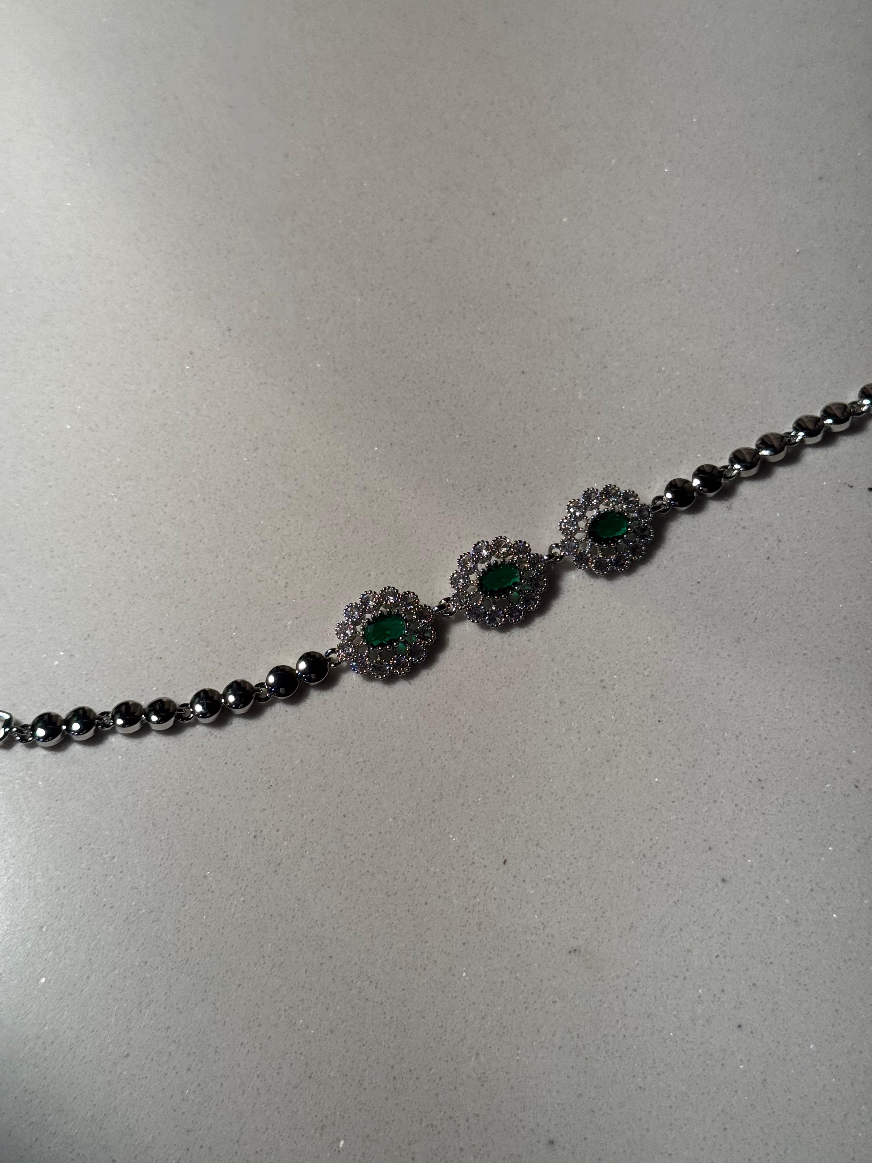Trio floral bracelet and green