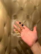 Jahan Ara Earrings- Gold and black (aara collection)